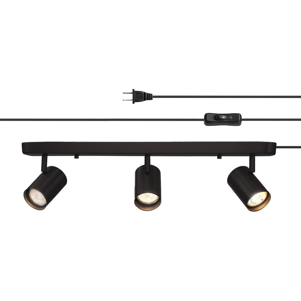 image:imageGlobe Electric 64000047 22 4Light Plugin Track Lighting Matte Black Pivoting Heads inLine OnOff Switch Minimalist Ceiling Light Fixture for Kitchen Island Hallway or Dining RoomDale Black