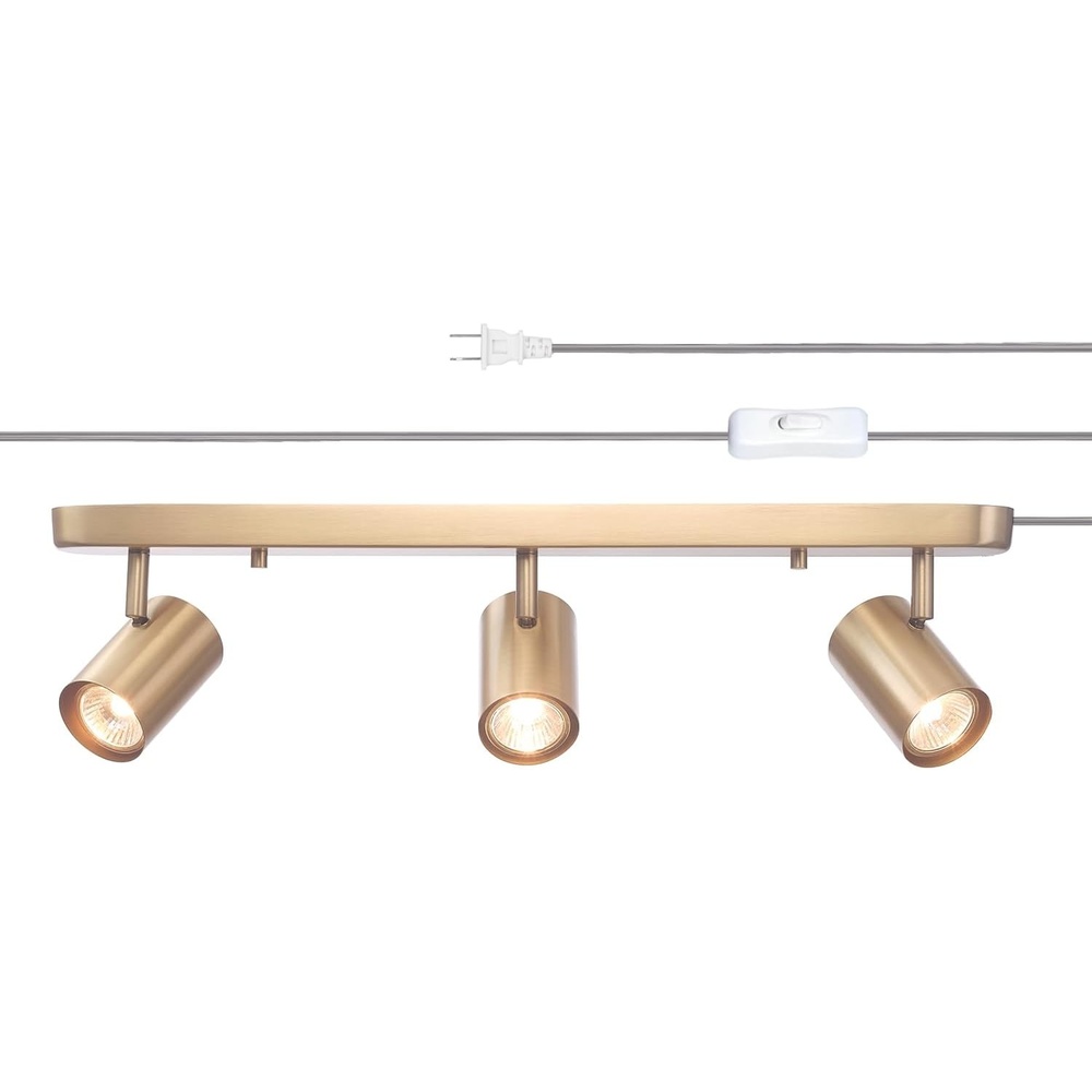 image:imageGlobe Electric 64000047 22 4Light Plugin Track Lighting Matte Black Pivoting Heads inLine OnOff Switch Minimalist Ceiling Light Fixture for Kitchen Island Hallway or Dining RoomDale Brass