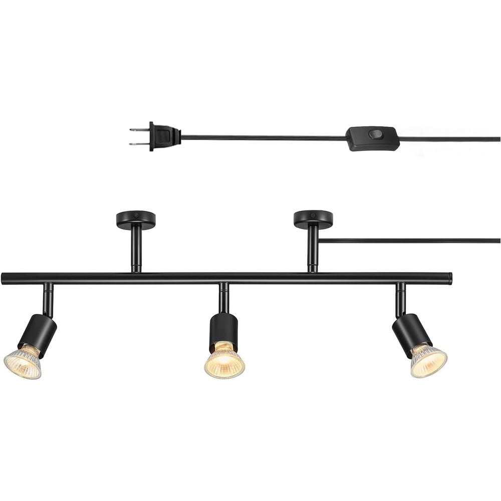 image:imageGlobe Electric 64000047 22 4Light Plugin Track Lighting Matte Black Pivoting Heads inLine OnOff Switch Minimalist Ceiling Light Fixture for Kitchen Island Hallway or Dining RoomPayton Black