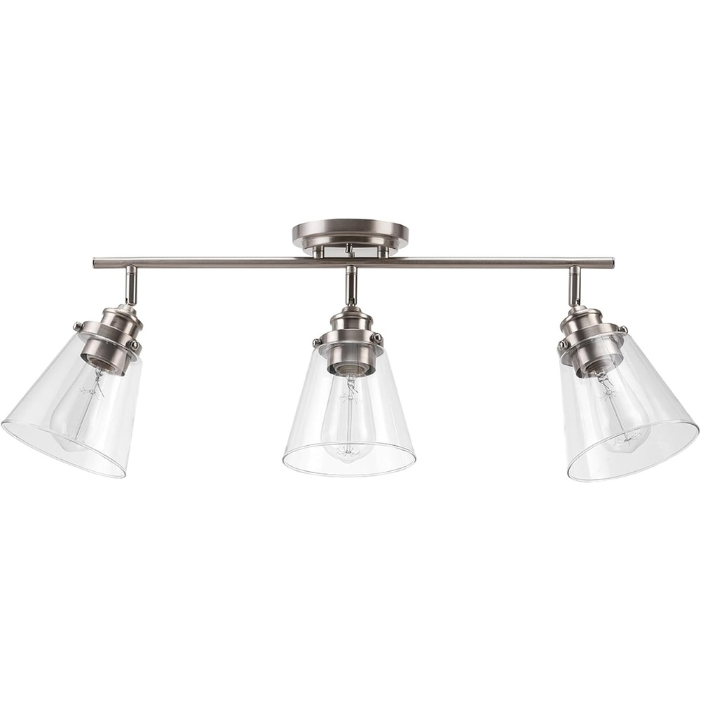 image:imageGlobe Electric 64000050 28 4Light Track Lighting Matte White Natural Twine Shades Ceiling Light Pivot Shade Kitchen Lights 4 Bulb TrackLightBrushed Nickel