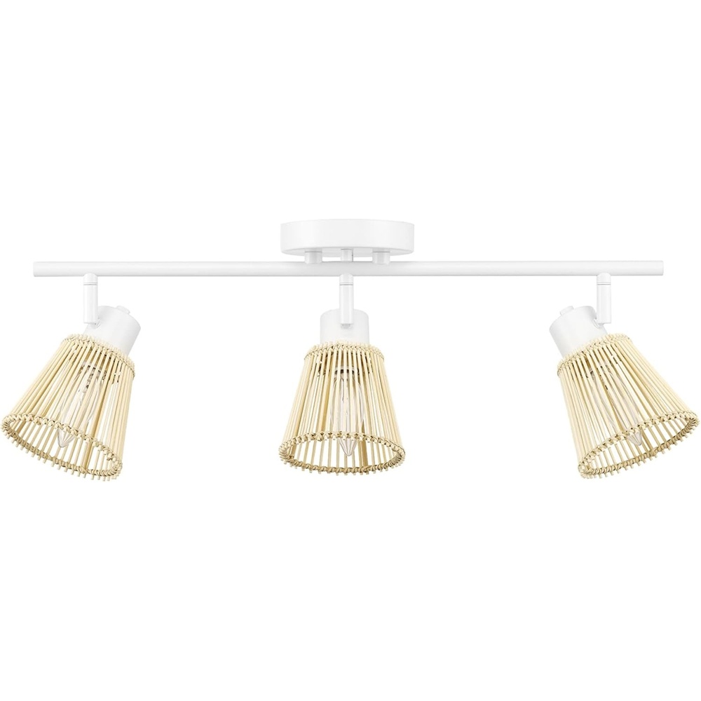 image:imageGlobe Electric 64000050 28 4Light Track Lighting Matte White Natural Twine Shades Ceiling Light Pivot Shade Kitchen Lights 4 Bulb TrackLightWhite Bamboo