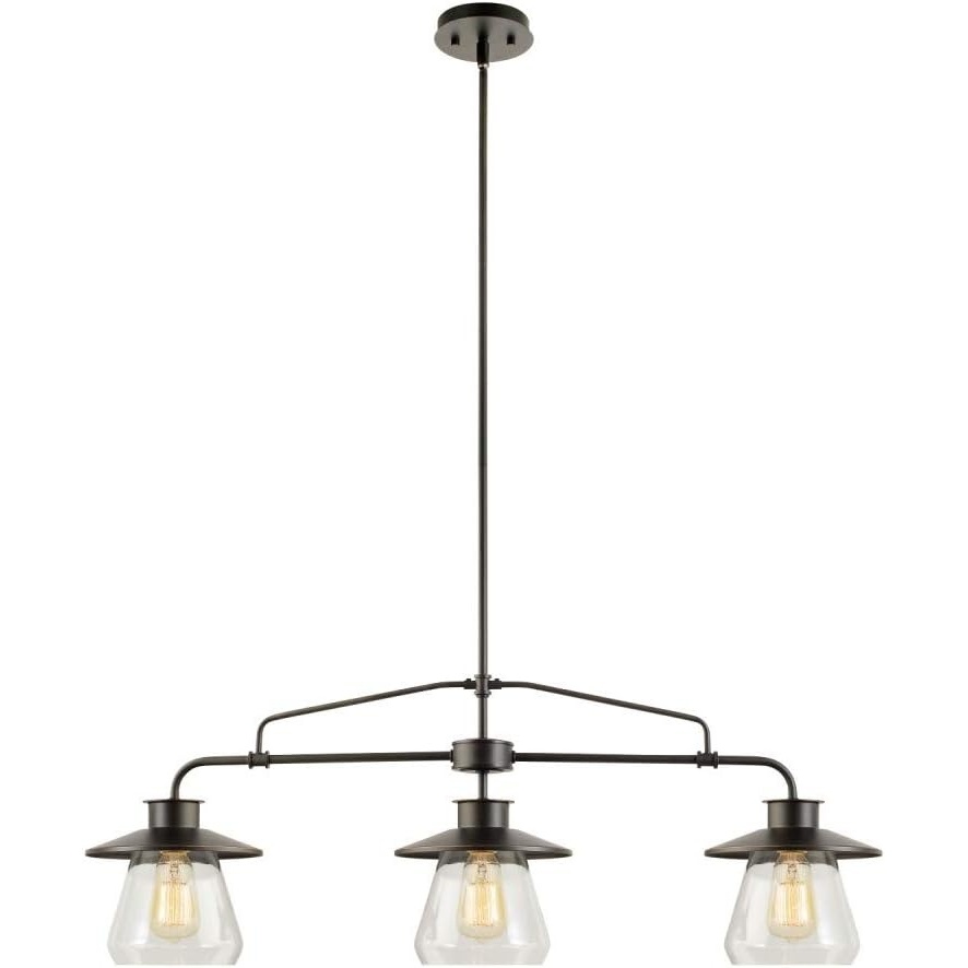 image:imageGlobe Electric 64847 Nate 1Light Pendant Oil Rubbed Bronze Clear Glass ShadeOil Rubbed Bronze 3Light