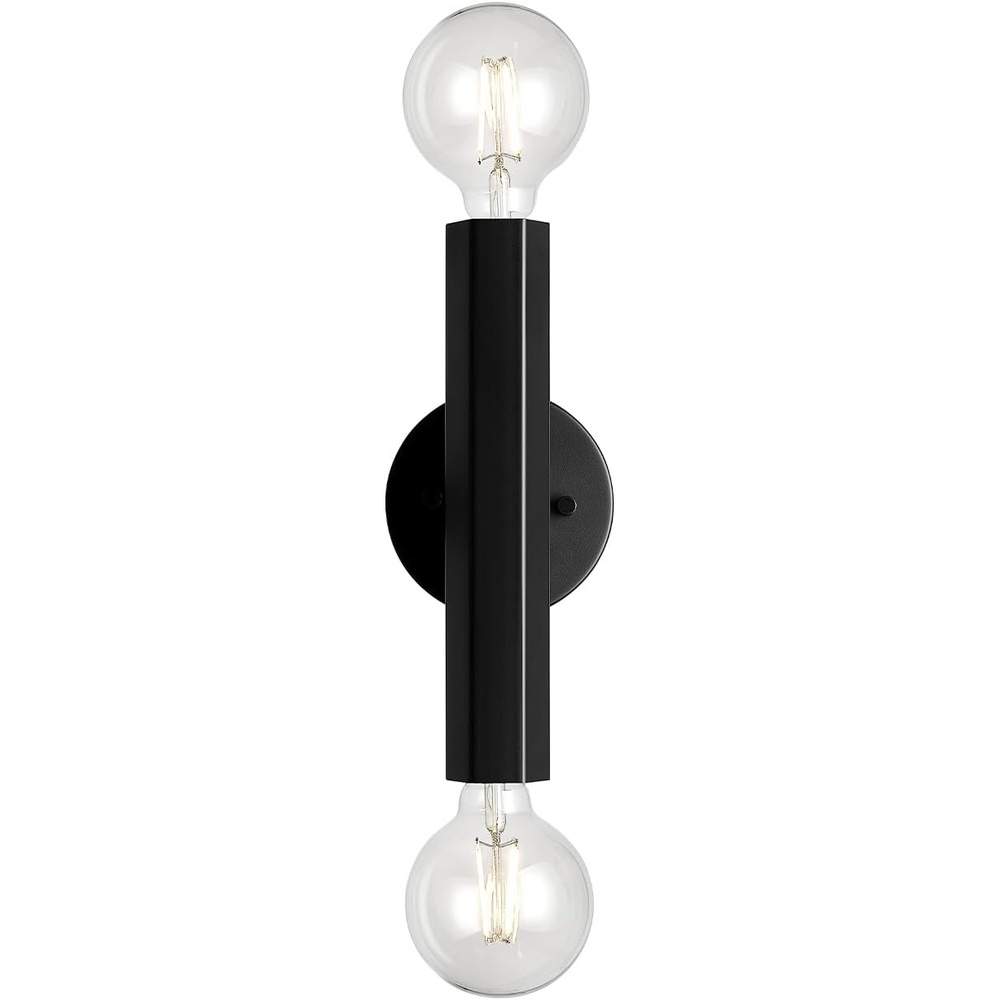 image:imageGlobe Electric 65000044 2Light Wall Sconce Matte Black Antique Brass Accent E12 Base Sockets Lights for Living Room Home Decor Lighting Mounted Bedside LampMatte Black Noah