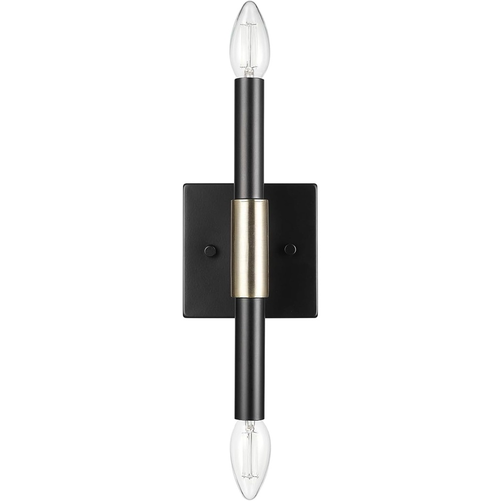 image:imageGlobe Electric 65000044 2Light Wall Sconce Matte Black Antique Brass Accent E12 Base Sockets Lights for Living Room Home Decor Lighting Mounted Bedside LampBlack Finnick