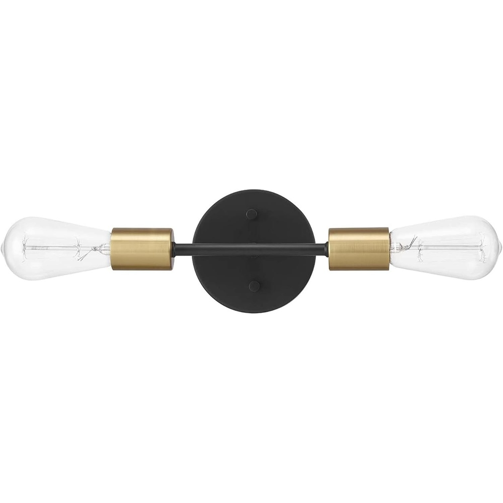 image:imageGlobe Electric 65000044 2Light Wall Sconce Matte Black Antique Brass Accent E12 Base Sockets Lights for Living Room Home Decor Lighting Mounted Bedside LampMatte Black Brass Alexandria