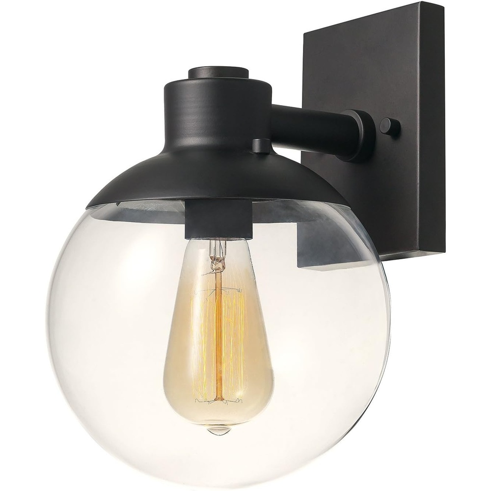 image:imageGlobe Electric 65851 Portland 1Light Wall Sconce Dark Bronze Clear Glass ShadeDark Bronze with Clear Glass