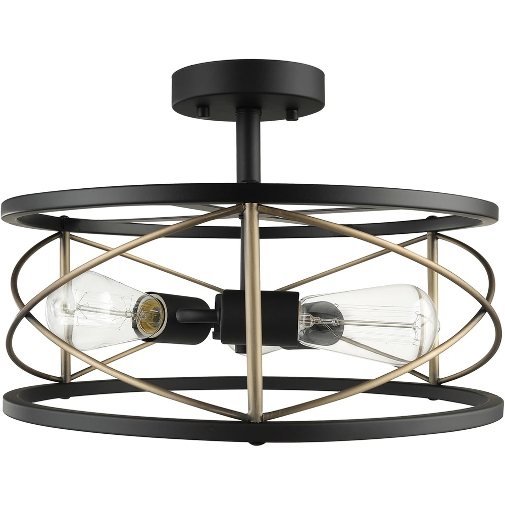 image:imageGlobe Electric 66000072 4Light Adjustable Socket SemiFlush Mount Ceiling Light Matte Black Matte Brass Accents Ceiling Light Fixture Home Improvement E26 Base Pivot Joint Exposed SocketClementine