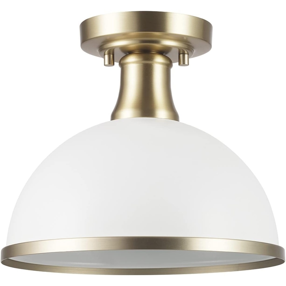 image:imageGlobe Electric 66000076 1Light Flush Mount Ceiling Light Matte Black and White Opal Glass Dual Shade Modern Lighting for Kitchen Island or Dining Room Wall and Dimmer Switch CompatibleMatte White Frosted Shade