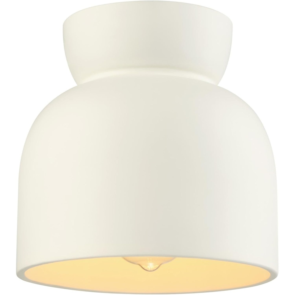 image:imageGlobe Electric 66000076 1Light Flush Mount Ceiling Light Matte Black and White Opal Glass Dual Shade Modern Lighting for Kitchen Island or Dining Room Wall and Dimmer Switch CompatibleMatte White Ines