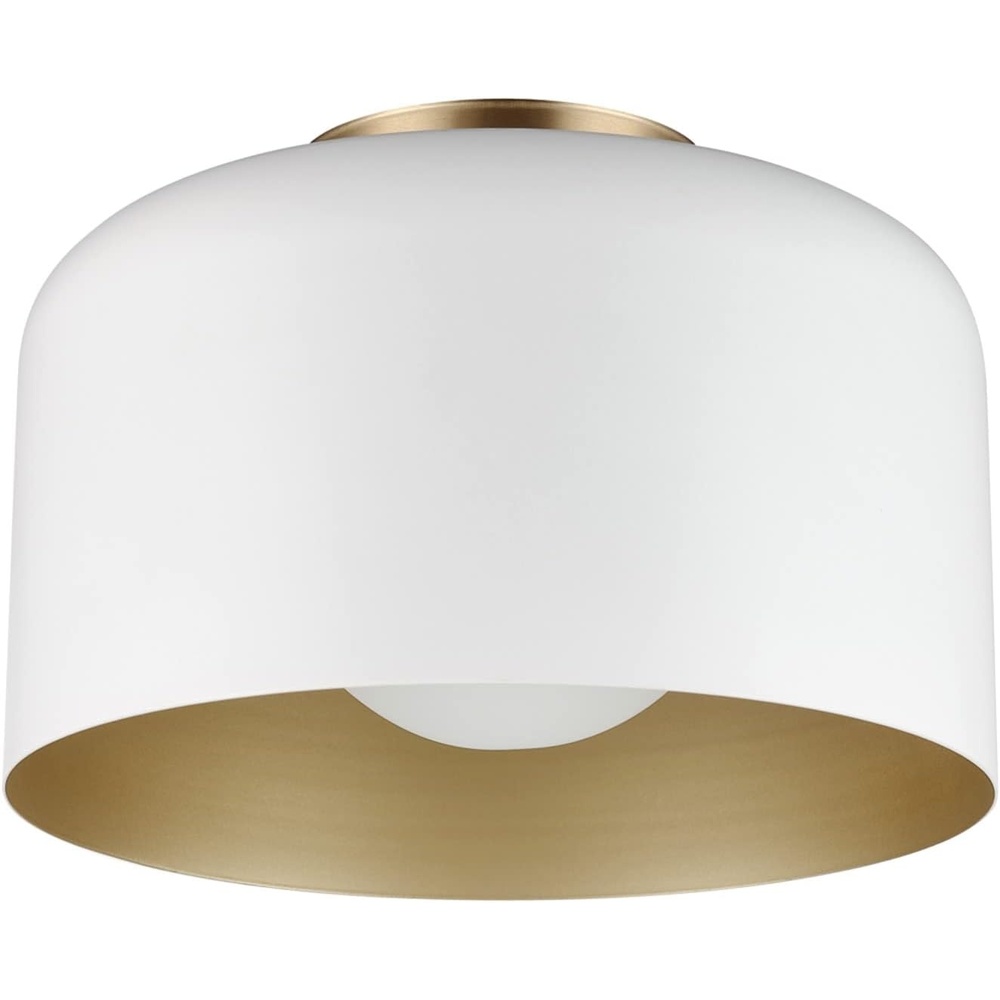 image:imageGlobe Electric 66000076 1Light Flush Mount Ceiling Light Matte Black and White Opal Glass Dual Shade Modern Lighting for Kitchen Island or Dining Room Wall and Dimmer Switch CompatibleMatte White Amy