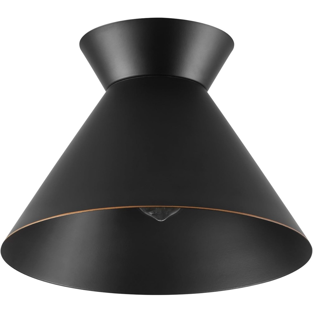 image:imageGlobe Electric 66000076 1Light Flush Mount Ceiling Light Matte Black and White Opal Glass Dual Shade Modern Lighting for Kitchen Island or Dining Room Wall and Dimmer Switch CompatibleMatte Black Bronze Trim
