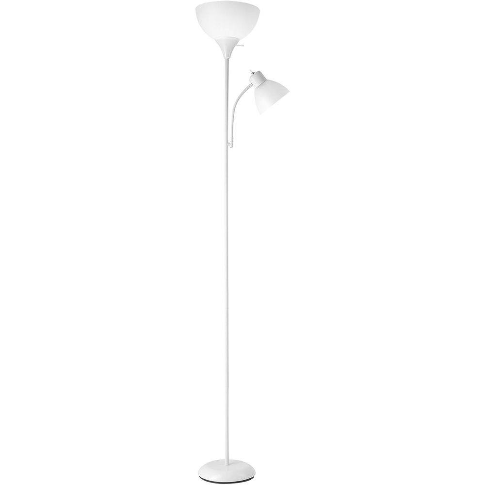 image:imageGlobe Electric 677150 Elliott 72 Floor Lamp Silver White Plastic Shade OnOff Rotary Switch on Shade Standing Living Room Decor Bedroom Tall Corner LightWhite