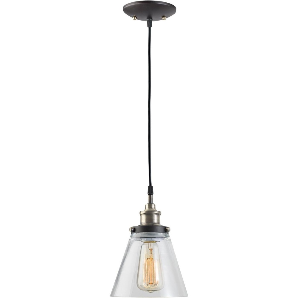 image:imageGlobe Electric Jackson 1Light Pendant Antique Brass Bronze Accent Glass Shade64750Antique Brass