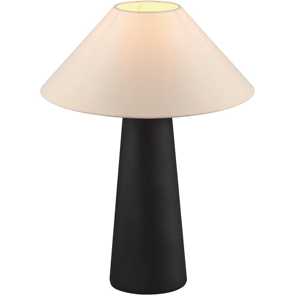 image:imageGlobe Electric Novogratz x 18 Ceramic Table Lamp Matte Black OffWhite Tapered Fabric Shade inLine Rocker Switch 5 Ft Clear Cord Home Office Desk Living RoomMatte Black
