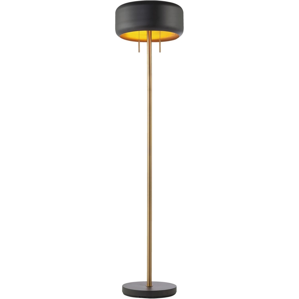 image:imageGlobe Electric Novogratz x Globe Harrington 65 Floor Lamp 2Tone Faux Wood Base White Fabric Shade Socket Rotary Switch 67225Dark Gray
