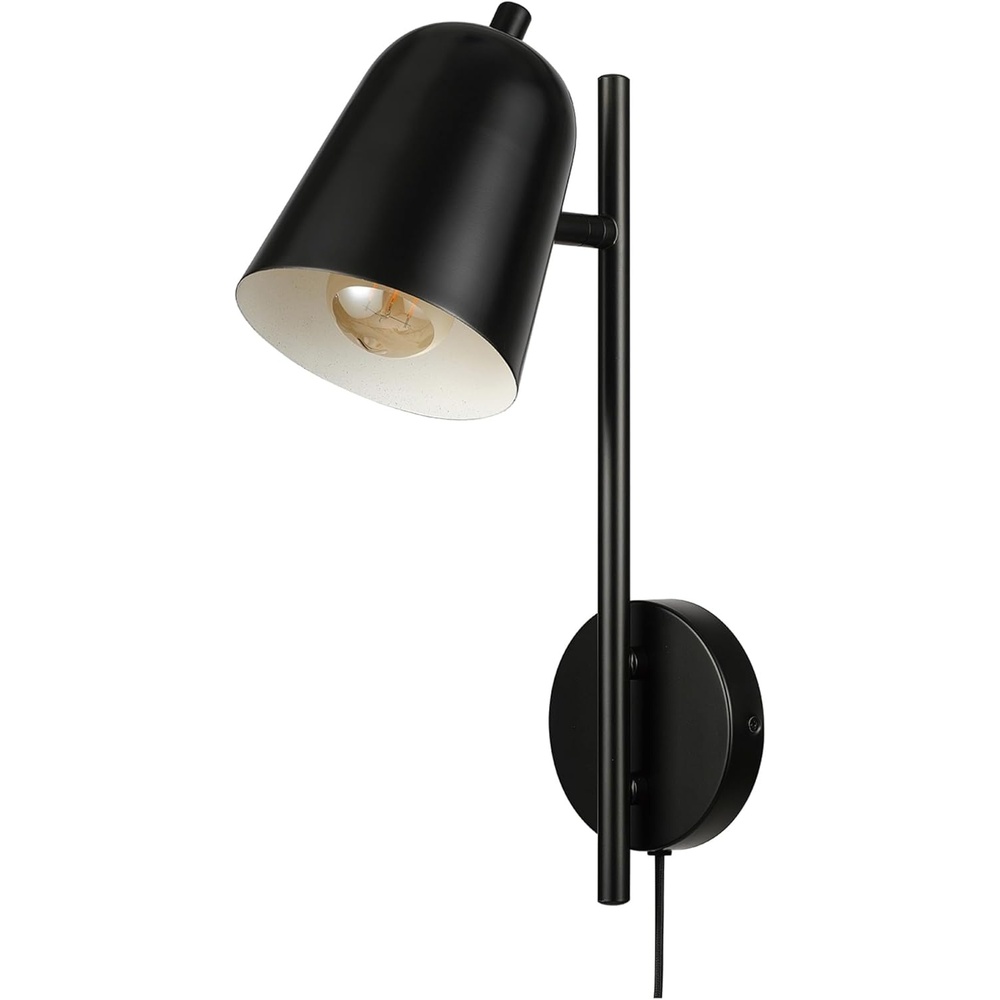 image:imageGlobe Electric Plugin or Hardwire Wall Sconce Matte Black Shade Matte Brass Accents Braided Cord 65000102Matte Black Eastmont