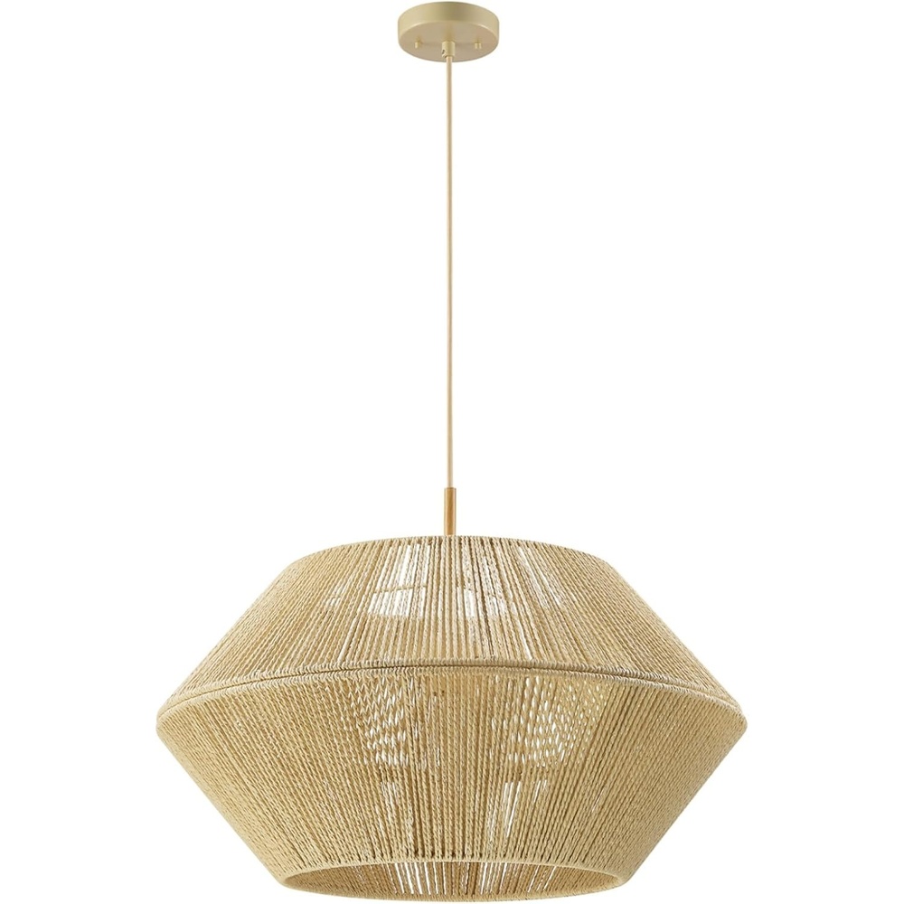 image:imageGlobe Electric x Novogratz 44761 1Light Outdoor Plugin Pendant Lighting Plastic Rattan Shade Frosted Inner Layer Bronze Hanging Cord and Chain Ceiling Light Indoor CompatibleTerra  Wood Toned