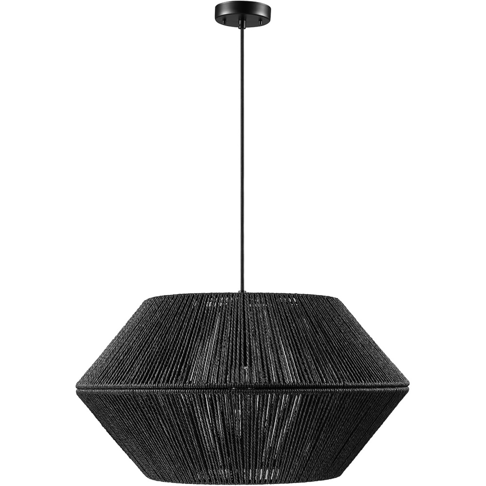 image:imageGlobe Electric x Novogratz 44761 1Light Outdoor Plugin Pendant Lighting Plastic Rattan Shade Frosted Inner Layer Bronze Hanging Cord and Chain Ceiling Light Indoor CompatibleTerra  Black