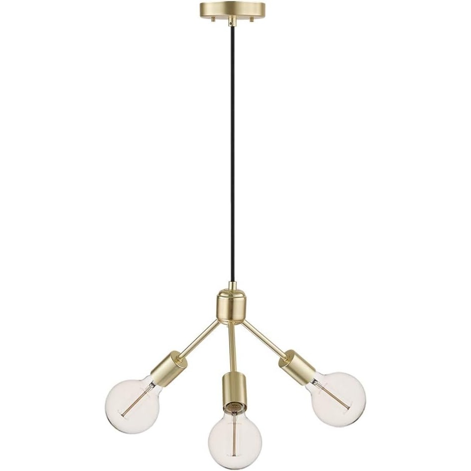 image:imageGlobe Electric x Novogratz 60753 3Light Chandelier Gold Finish Matte Black Cloth Cord Ceiling Light Fixture Lights for Living Room Bedroom Hallway Office Den or Dining RoomGold