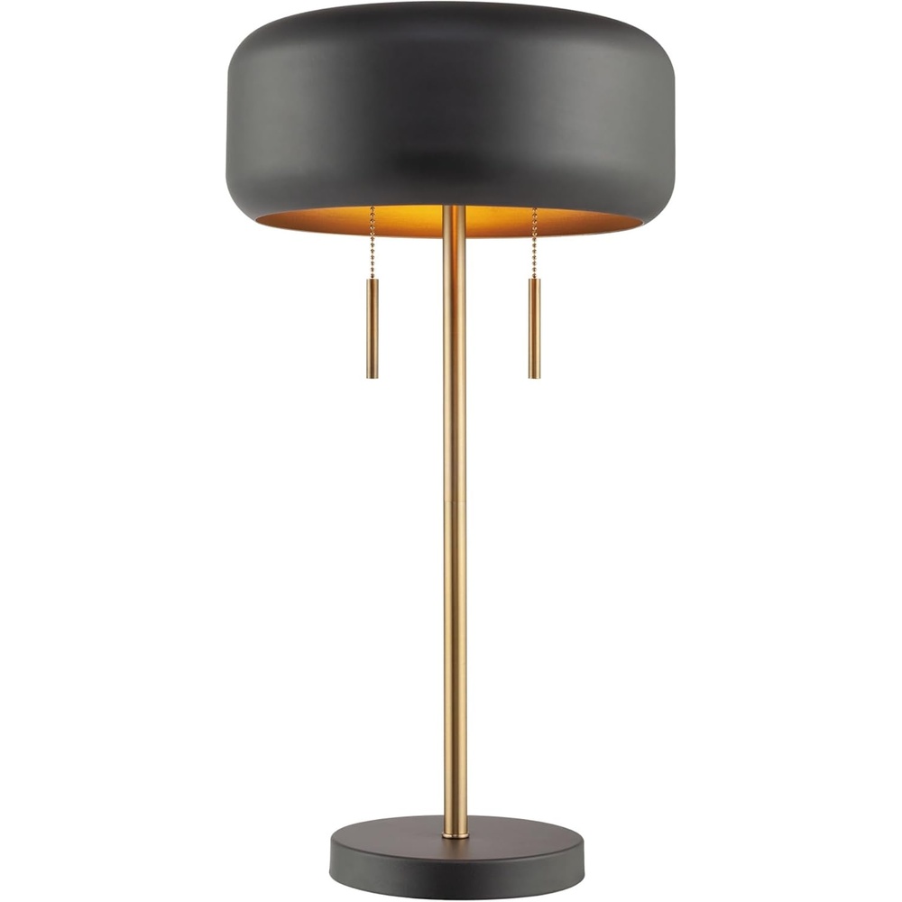 image:imageGlobe Electric x Novogratz 67347 22 2Light Table Lamp Metallic Dark Gray Dual Pull Chain Switch Modern Lighting for Bedroom or Office Ambient Home Decor Nightstand EssentialDark Gray