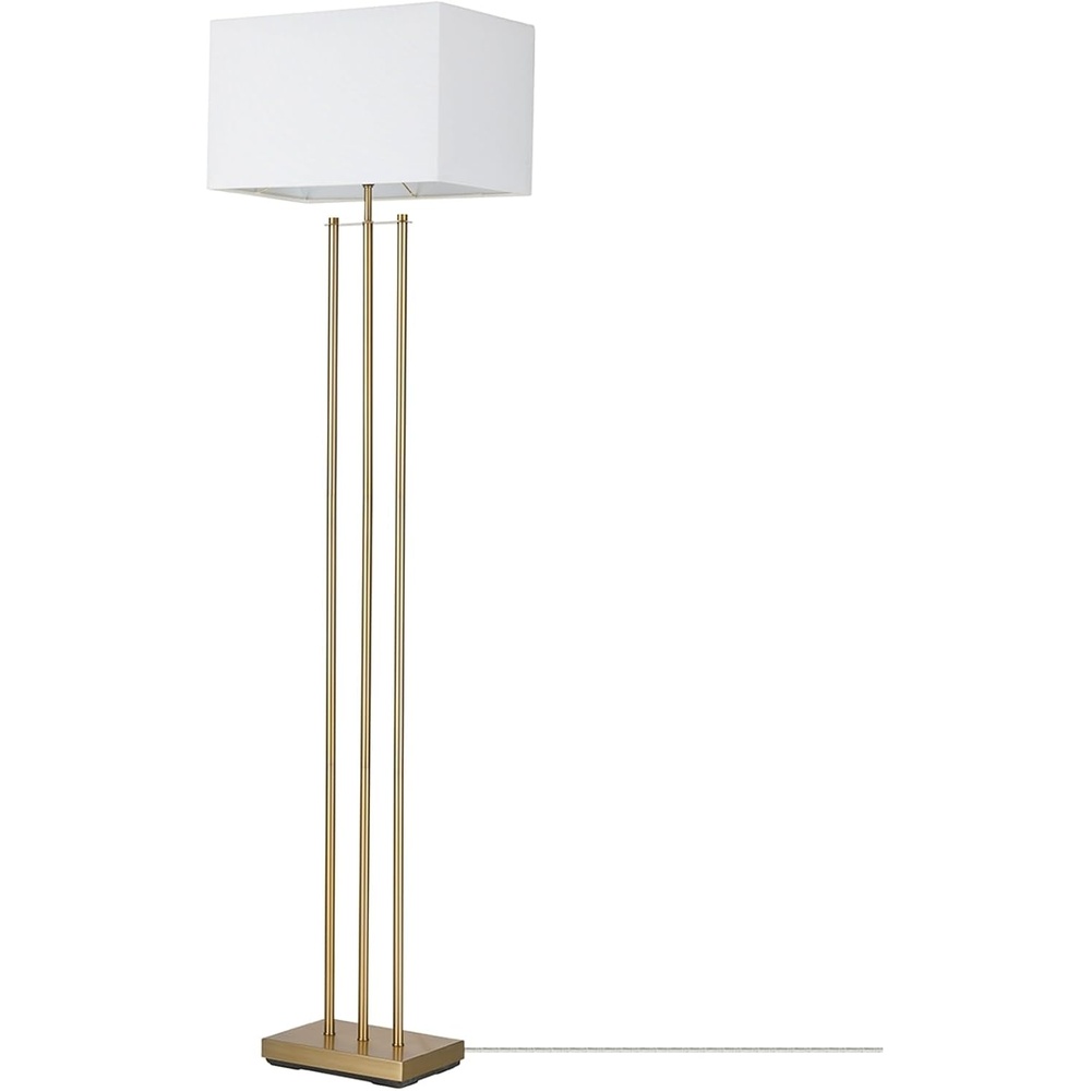 image:imageGlobe Electric x Novogratz 67775 62 Floor Lamp Matte Brass White Linen Shade Rotary Switch on Socket Minimalist Lighting for Living Room Bedroom or Office Tall Corner Reading LightSoHo