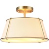 Matte Brass  Off-White Fabric Shade