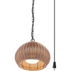 image:imageGlobe Electric x Novogratz 44761 1Light Outdoor Plugin Pendant Lighting Plastic Rattan Shade Frosted Inner Layer Bronze Hanging Cord and Chain Ceiling Light Indoor CompatibleSalvador