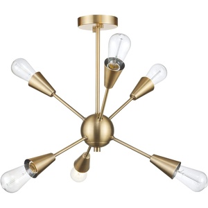 GLOBE Electric 61089 Clementine 6-Light Semi-Flush Mount Ceiling Light, Matte Gold