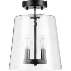 GLOBE Electric 61181 2-Light Flush Mount Ceiling Light, Bulbs Included, Brushed Nickel, Seeded Glass Shade, Bedroom Lighting Fixtures Ceiling, Dining Room Fixture, Lighting for Hallway(Matte Black  Dorothy)
