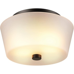 GLOBE Electric 61253 Jones 2-Light Flush Mount Ceiling Light, Frosted Glass Shade, Bronze, Bulb Not Included