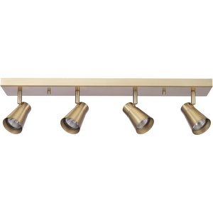 GLOBE Electric 64000046 25″ 4-Light Track Lighting, Matte Brass, Ceiling Light, Pivot Shades, 4 Bulb, Kitchen Lights, GU10 Socket