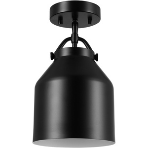 GLOBE Electric 66000074 1-Light Flush Mount Ceiling Light, Matte Black, Metal Shade, E26 Bulb, Bedroom Lighting Fixtures Ceiling, Dining Room Fixture, Lighting for Hallway or Dining Room