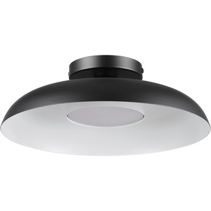 GLOBE Electric 66000075 1-Light 21W Dimmable LED Flush Mount Ceiling Light, Matte Black, White Interior Shade, 800 Lumens, 3000 Kelvin, 90 CRI, Ceiling Light for Bedroom, Lighting for Hallway