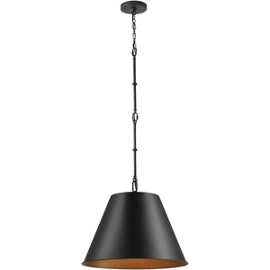 GLOBE Electric 67000153 1-Light Plug-in or Hardwire Pendant Light Fixture, Matte Black, Brass Accents, Living Room Pendant Light, Dining Room Fixture, Hanging Lamp, Hanging Lights for Bedroom(Matte Black  Daimen)