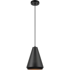 GLOBE Electric 67000153 1-Light Plug-in or Hardwire Pendant Light Fixture, Matte Black, Brass Accents, Living Room Pendant Light, Dining Room Fixture, Hanging Lamp, Hanging Lights for Bedroom(Matte Black)