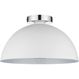 GLOBE Electric Brady 1-Light Semi-Flush Mount Ceiling Light, Matte White, Chrome Details,61091