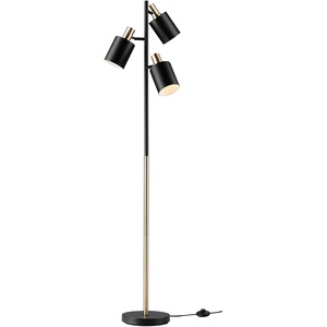 GLOBE Electric x Novogratz 67354 67″ 3-Light Tree Floor Lamp, Matte Black, Brass Accents, Adjustable Pivoting Heads, Modern Standing Light for Living Room or Office, E26 Base, Upscale Industrial(Matte Black  Brass)