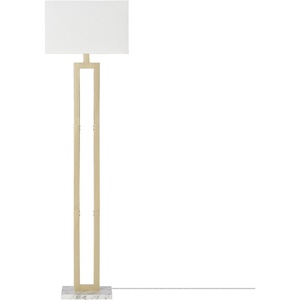 Globe Electric 12273 D’Alessio 58″ Floor Lamp, Gold, White Linen Shade, Faux Marble Base, On/Off Socket Rotary Switch, Title 20 LED Bulb Included