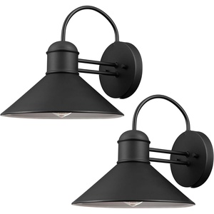 Globe Electric 44165 1-Light Outdoor Wall Sconce, 2-Pack, Weatherproof, Black Finish, Outdoor Lighting Modern, Wall Lighting, Porch Light, Front Porch Décor, Patio Décor, Outdoor, Bulb Not Included(Black  Sebastien)