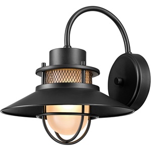 Globe Electric 44165 1-Light Outdoor Wall Sconce, 2-Pack, Weatherproof, Black Finish, Outdoor Lighting Modern, Wall Lighting, Porch Light, Front Porch Décor, Patio Décor, Outdoor, Bulb Not Included(Matte Black  Liam)