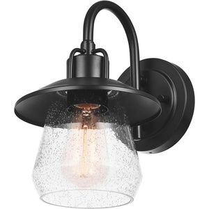 Globe Electric 44165 1-Light Outdoor Wall Sconce, 2-Pack, Weatherproof, Black Finish, Outdoor Lighting Modern, Wall Lighting, Porch Light, Front Porch Décor, Patio Décor, Outdoor, Bulb Not Included(Matte Black  Outdoor)