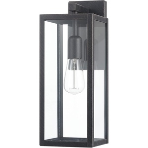 Globe Electric 44176 1-Light Outdoor/Indoor Wall Sconce, Matte Black Finish, Clear Glass Shade, Weather-Resistant Modern Exterior Light(Brushed Dark Bronze)