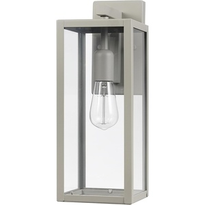 Globe Electric 44176 1-Light Outdoor/Indoor Wall Sconce, Matte Black Finish, Clear Glass Shade, Weather-Resistant Modern Exterior Light(Matte Grey)