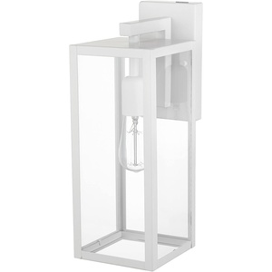 Globe Electric 44176 1-Light Outdoor/Indoor Wall Sconce, Matte Black Finish, Clear Glass Shade, Weather-Resistant Modern Exterior Light(Matte White)