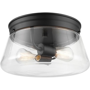 Globe Electric 44480 Brisbane 1-Light Outdoor Indoor Flush Mount Ceiling Light, Matte Black, Frosted Glass Shade, Bulb Not Included(Black  Aleyna)
