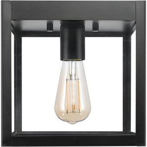 Globe Electric 44480 Brisbane 1-Light Outdoor Indoor Flush Mount Ceiling Light, Matte Black, Frosted Glass Shade, Bulb Not Included(Black  Sasha)