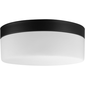 Globe Electric 44658 Mark LED Integrated Outdoor Flush Mount Ceiling Light, Black, Frosted Glass Shade, 2000 Lumen