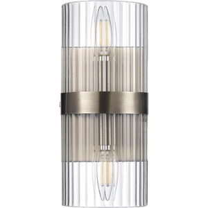 Globe Electric 51367 1-Light Wall Sconce, Matte Black, Gold Accent Socket, Clear Glass Shade, Wall-Lamp Dimmable, Lights for Bedroom, Kitchen Sconces Lighting, Home Decor, Bulb Not Included(Matte Brass  Halley)