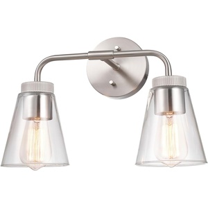 Globe Electric 51411 3-Light Vanity Light, Oil Rubbed Bronze, Clear Glass Shades, Bathroom Lights Over Mirror, Lights for Bathroom, Powder Room Lighting, Makeup Mirror Lights, Home Décor(Brushed Nickel)