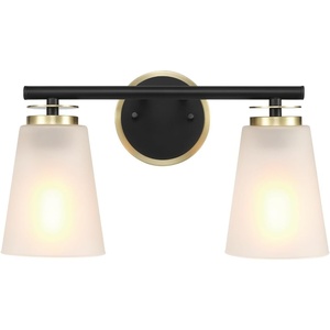 Globe Electric 51411 3-Light Vanity Light, Oil Rubbed Bronze, Clear Glass Shades, Bathroom Lights Over Mirror, Lights for Bathroom, Powder Room Lighting, Makeup Mirror Lights, Home Décor(Matte Black  Frosted Glass)